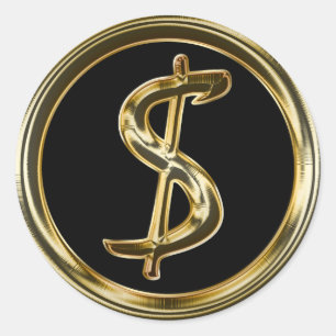 STICKER ROND SIGNE D'OR DOLLAR