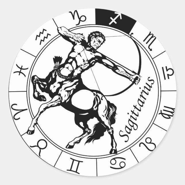 Sticker Rond signe du zodiaque astrologique sagittaire (Devant)