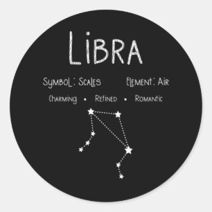 Sticker Rond Signe du zodiaque Balance Constellation Cadeau d'a