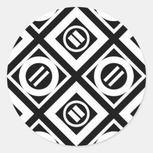 Sticker Rond SIGNE ÉGAL BLANC Motif géométrique en noir