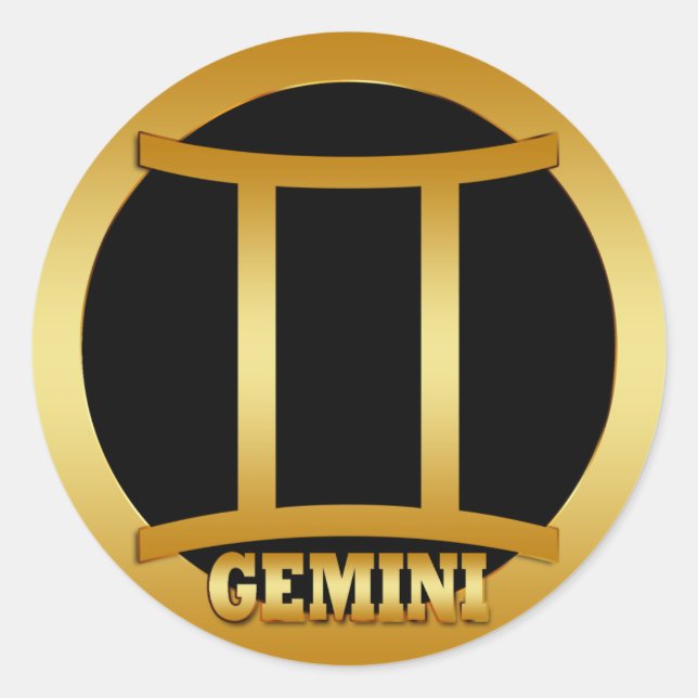 STICKER ROND SIGNE GEMINI GOLD ZODIAC (Devant)