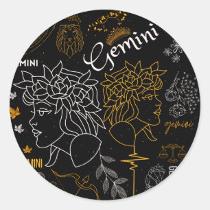 Sticker Rond SIGNE GEMini Zodiac Horoscope Design