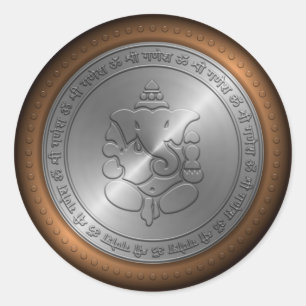 Sticker Rond Signe métallique d'Emossed Ganesha