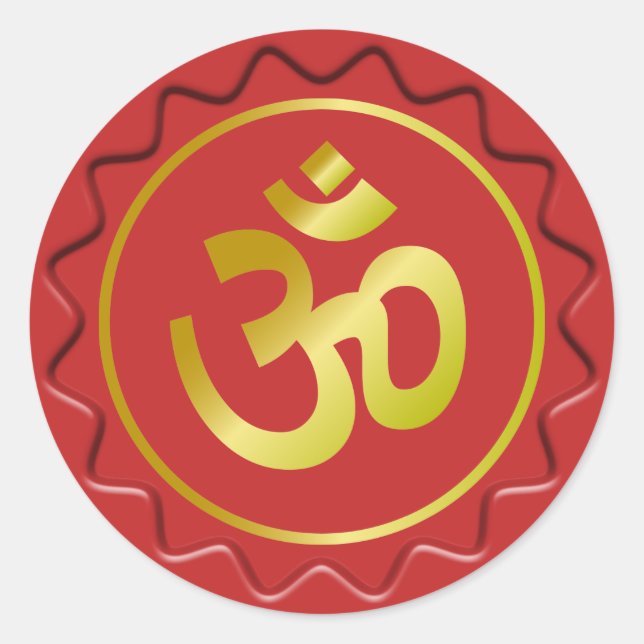 Sticker Rond SIGNE OM D'OR Sceau De Cire Rouge (Devant)