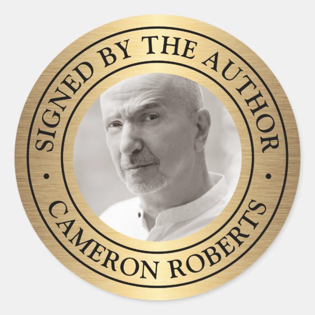 Sticker Rond Signé par l'auteur photo personnalisée dégradé dor (Devant)