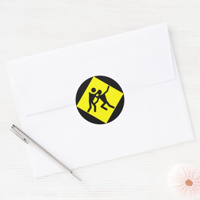 Sticker Rond SIGNE ROUTIER D'Avertissement Zombie (Enveloppe)