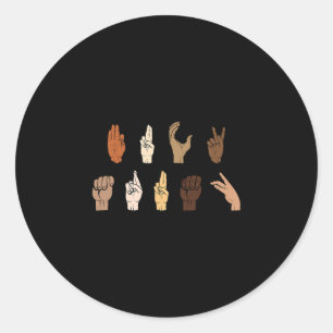 Sticker Rond Signe subtil de langue des signes anti-trump Blm A