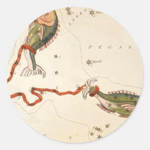 Sticker Rond Signe "Zodiac : Poissons"