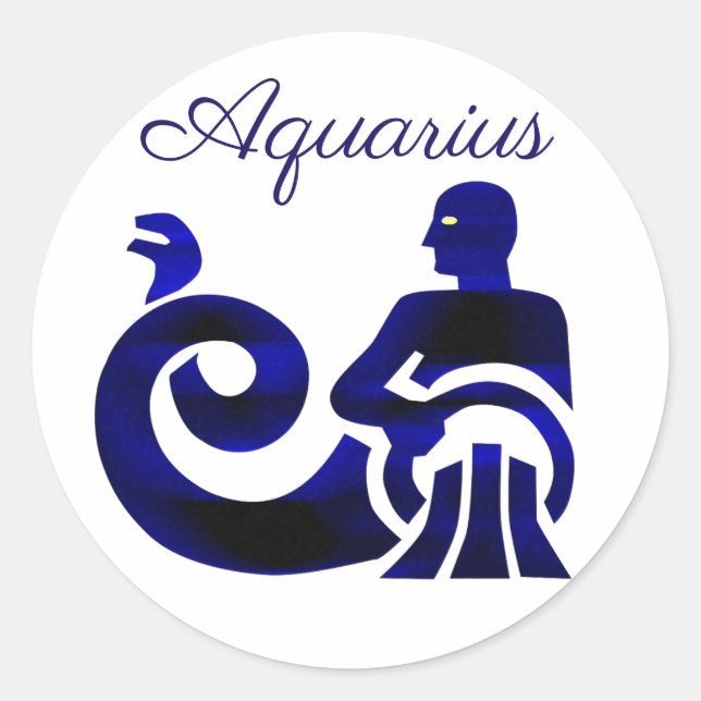 Sticker Rond SIGNE Zodiaque Aquarius Violet Horoscope Astrologi (Devant)