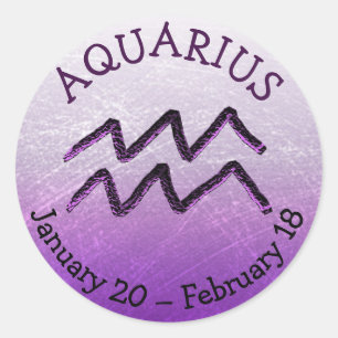 Sticker Rond SIGNE Zodiaque Aquarius Violet Horoscope Astrologi