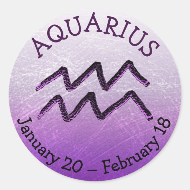Sticker Rond SIGNE Zodiaque Aquarius Violet Horoscope Astrologi (Devant)