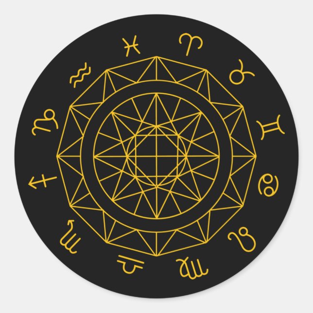 Sticker Rond SIGNE Zodiaque Roue astrologique (Devant)
