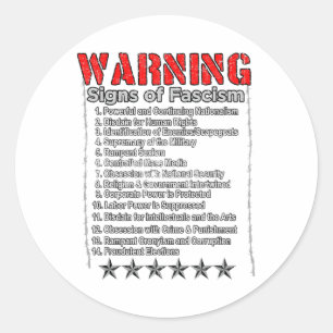 Sticker Rond Signes D'Avertissement Du Fascisme Anti-Trump Rési