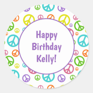 Sticker Rond Signes de paix multi de couleur