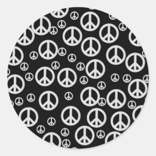 Sticker Rond Signes de paix noirs et blancs