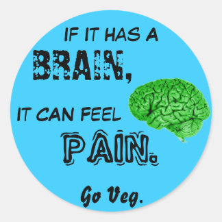 Sticker Rond S'Il A Un Cerveau, Il Peut Sentir La Douleur. Go V