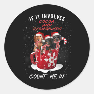 Sticker Rond S'Il Concerne Le cacao Et Le Dachshund, Comptez-Mo