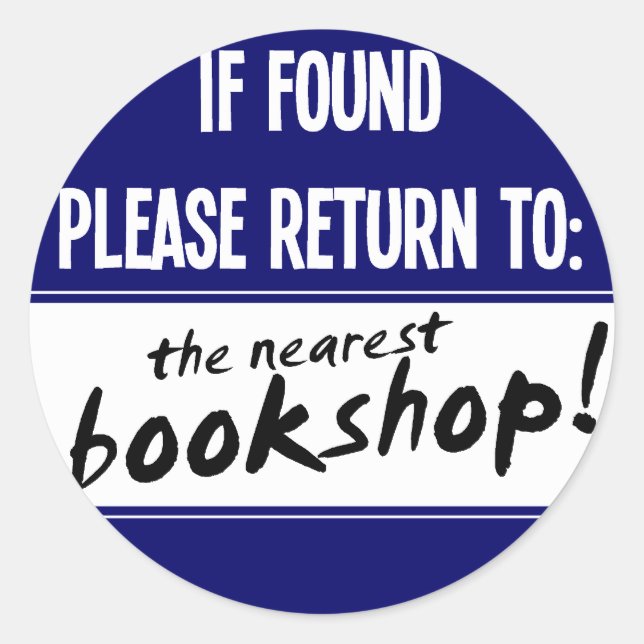 Sticker Rond S'il est trouvé, revenez à la librairie la plus pr (Devant)
