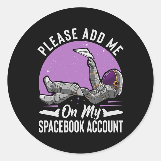 Sticker Rond S'Il Vous Plaît M'Ajouter Sur Mon Compte Spacebook (Devant)