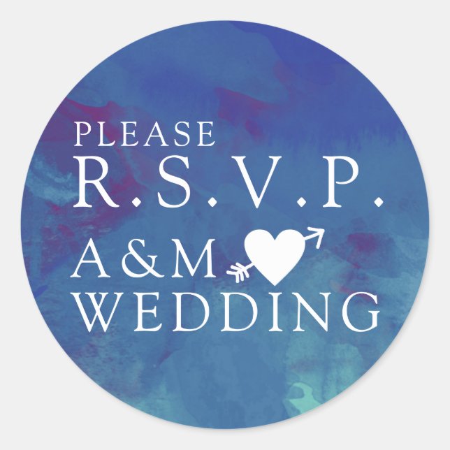 Sticker Rond s'il vous plaît RSVP élégant mariage bleu (Devant)