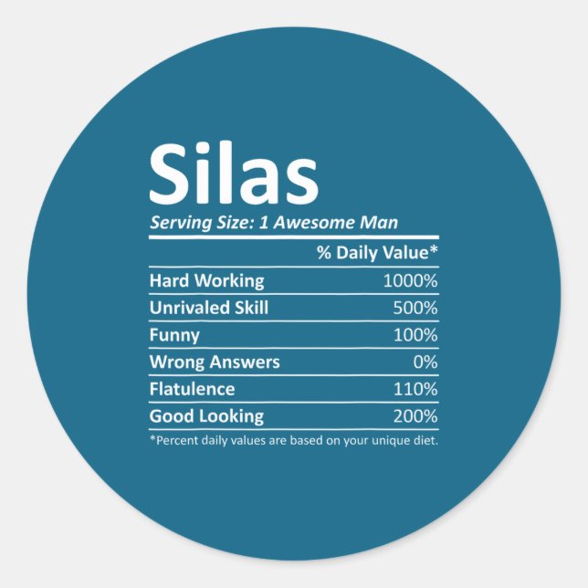 Sticker Rond Silas Nutrition Funny Birthday D Name G  (Devant)