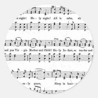 STICKER ROND SILENCE NUIT SAINTE FEUILLE DE NUIT MUSIQUE NOËL C