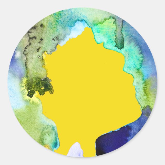 Sticker Rond Silhouette art abstract watercolor (Devant)