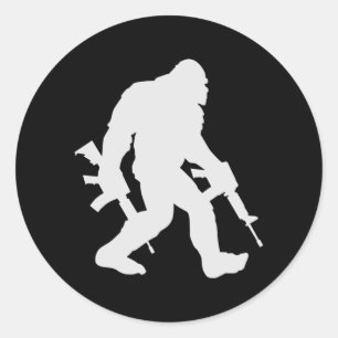 Sticker Rond Silhouette Bigfoot Sasquatch