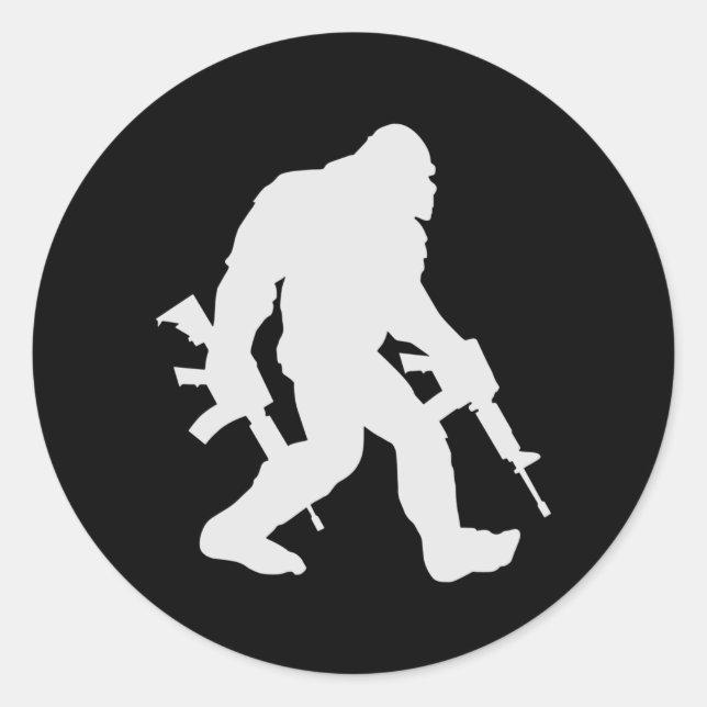 Sticker Rond Silhouette Bigfoot Sasquatch (Devant)