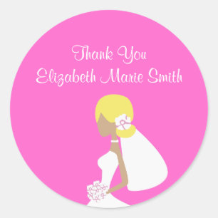 Sticker Rond Silhouette blonde de jeune mariée moderne