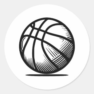 Sticker Rond Silhouette de basket minimaliste Abstraite