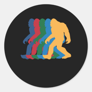 Sticker Rond Silhouette de Bigfoot les années 70 Vintage