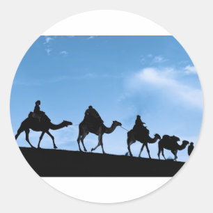 Sticker Rond Silhouette de caravane de chameau