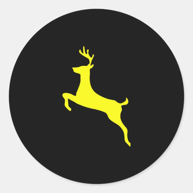 Sticker Rond Silhouette de cerf jaune (Devant)