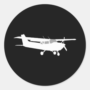 Sticker Rond Silhouette de Cessna classique de l'aéronef volan