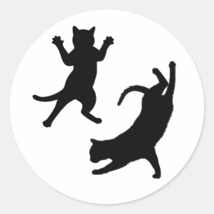 Sticker Rond Silhouette de chat drôle
