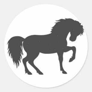 Sticker Rond Silhouette de cheval de course - Choisir la couleu