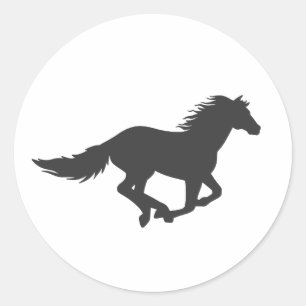 Sticker Rond Silhouette de cheval noir