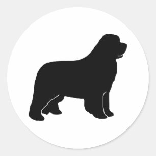 Sticker Rond silhouette de chien de Terre-Neuve
