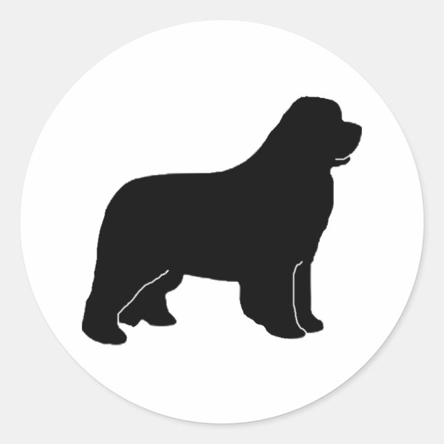 Sticker Rond silhouette de chien de Terre-Neuve (Devant)
