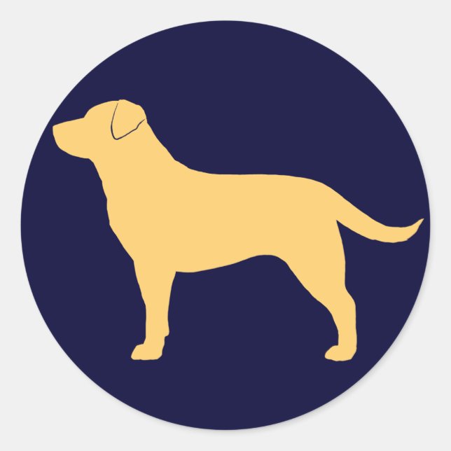 Sticker Rond Silhouette de chien de trieur du Labrador jaune (Devant)