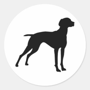 Sticker Rond Silhouette de chien Vizsla (noir)