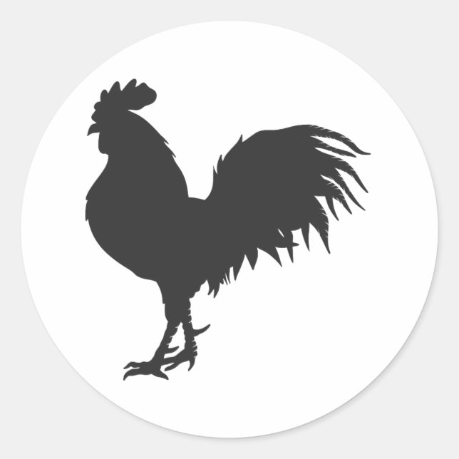 Sticker Rond Silhouette de coq - Choisir la couleur arrière - p (Devant)