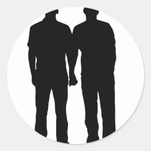 Sticker Rond Silhouette de couple gay