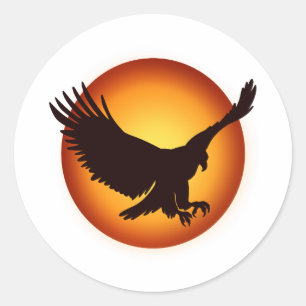 Sticker Rond Silhouette de faucon solaire - Choisir la couleur 