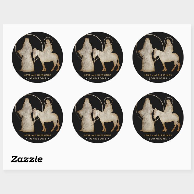 Sticker Rond Silhouette de la Nativité de Noël (Feuille)