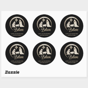 Sticker Rond Silhouette de la Nativité de Noël