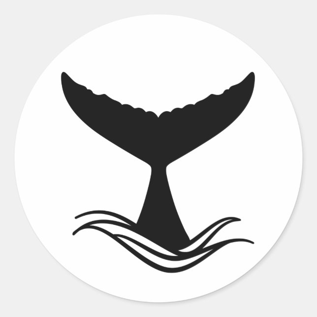Sticker Rond Silhouette de la queue de baleine d'Ocean Wave (Devant)