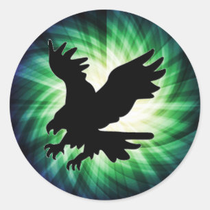 Sticker Rond Silhouette de l'aigle chauve; Cool