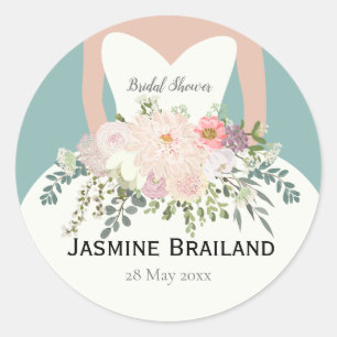 Sticker Rond silhouette de mariée baby shower